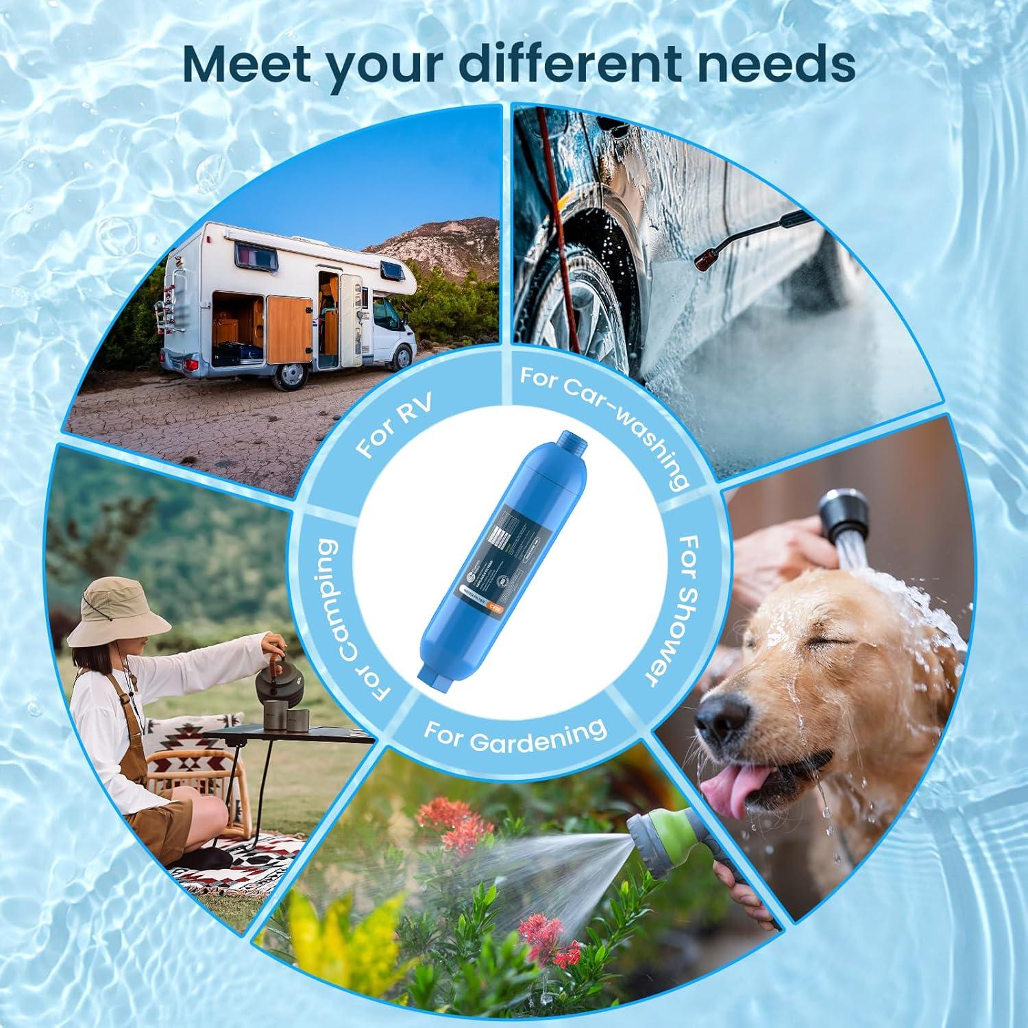 imageCRYSTALA RVCamper Water Filter Inline Water Filter Effectively Reduces Bad Taste Odors Chlorine and Sediment for RVs and Marines 1 Pack Filter with 1 Flexible Hose Protector1 CountPack of 1