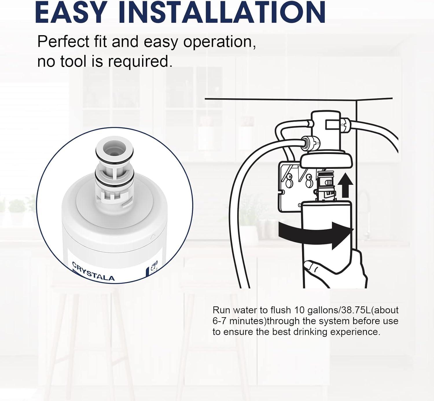 imageCrystala Filters 3USPF01 Under Sink Water Filter Compatible with Advanced 3USPF01 3USMAXF01H 3USPF01H RP78702 K00337 K00338 Water Filter 2 Packs
