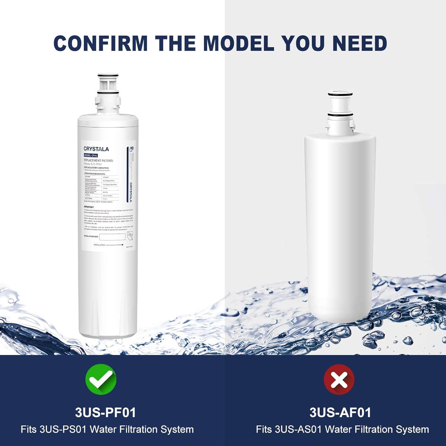 imageCrystala Filters 3USPF01 Under Sink Water Filter Compatible with Advanced 3USPF01 3USMAXF01H 3USPF01H RP78702 K00337 K00338 Water Filter 2 Packs