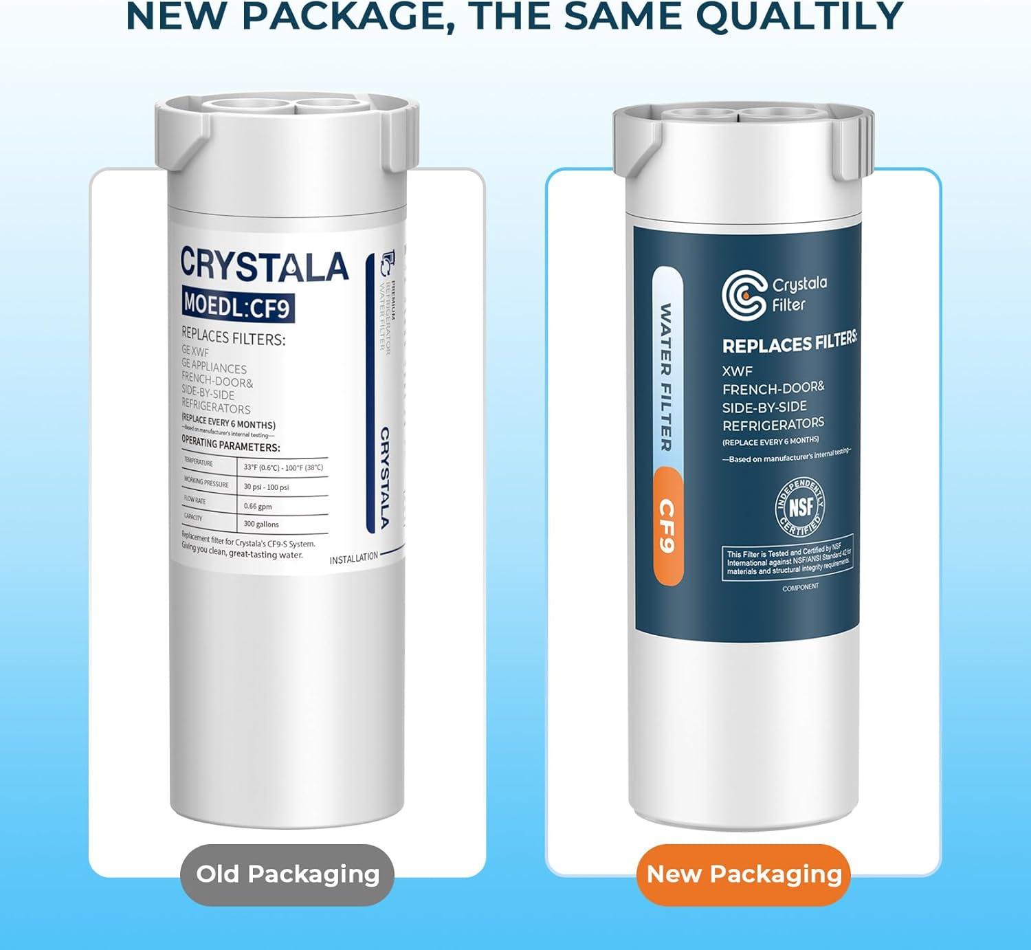 imageCrystala Filters Compatible with GE XWF Water Filter Replacement for GE SmartWater Refrigerator Water Filter 2 PACK