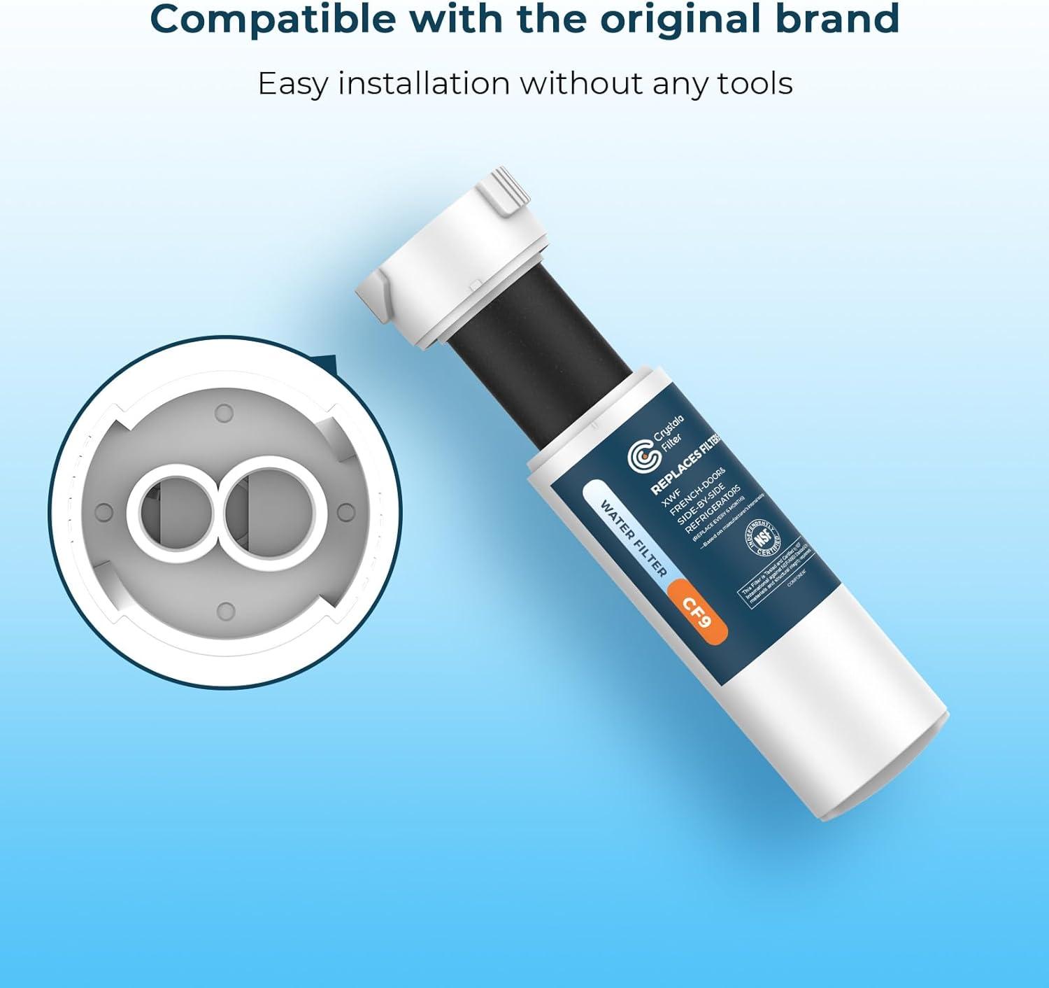 imageCrystala Filters Compatible with GE XWF Water Filter Replacement for GE SmartWater Refrigerator Water Filter 2 PACK