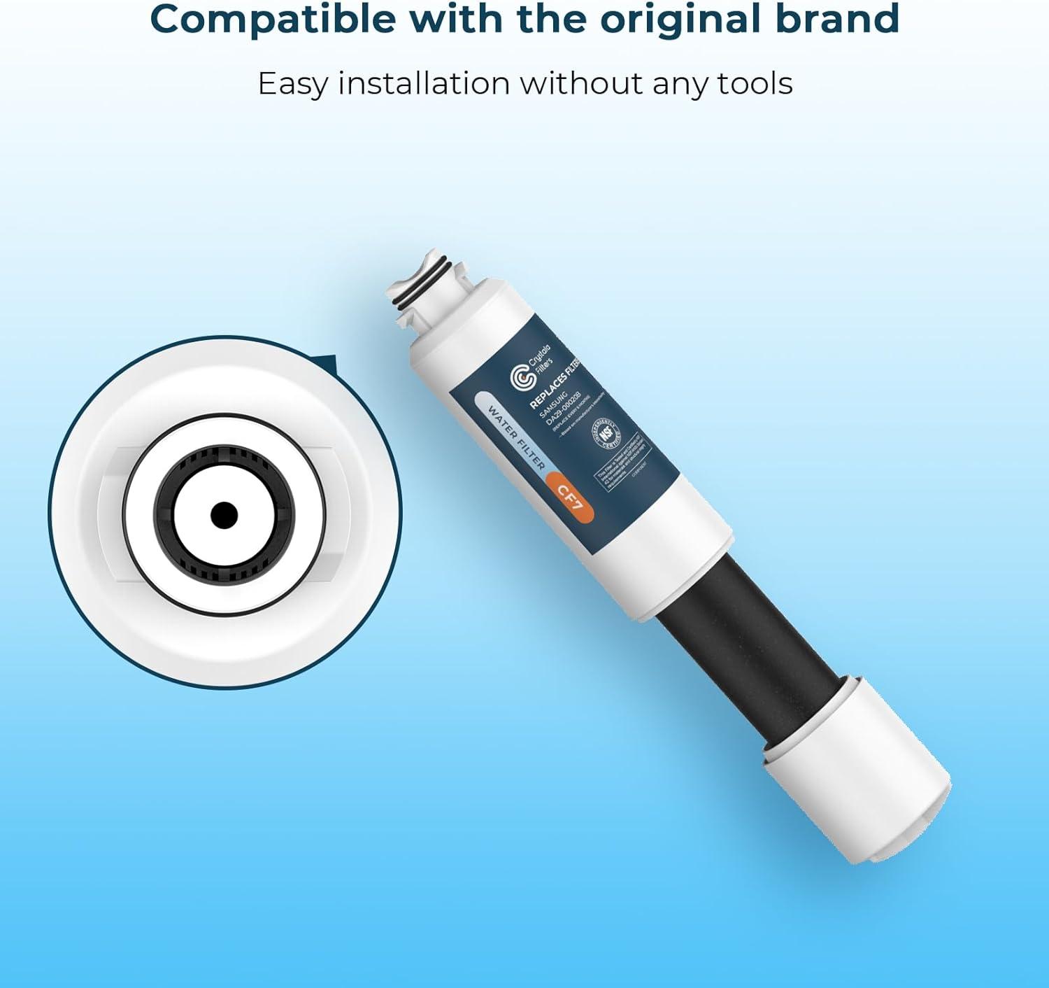 imageCrystala Filters Compatible with Samsung DA2900020B Refrigerator Water Filter DA2900020AB DA2900020B1 HAFCINEXP 469101 RF4267HARS RF25HMEDBSR RF28HMEDBSR RS25J500DSR 3 Pack3 Count Pack of 1