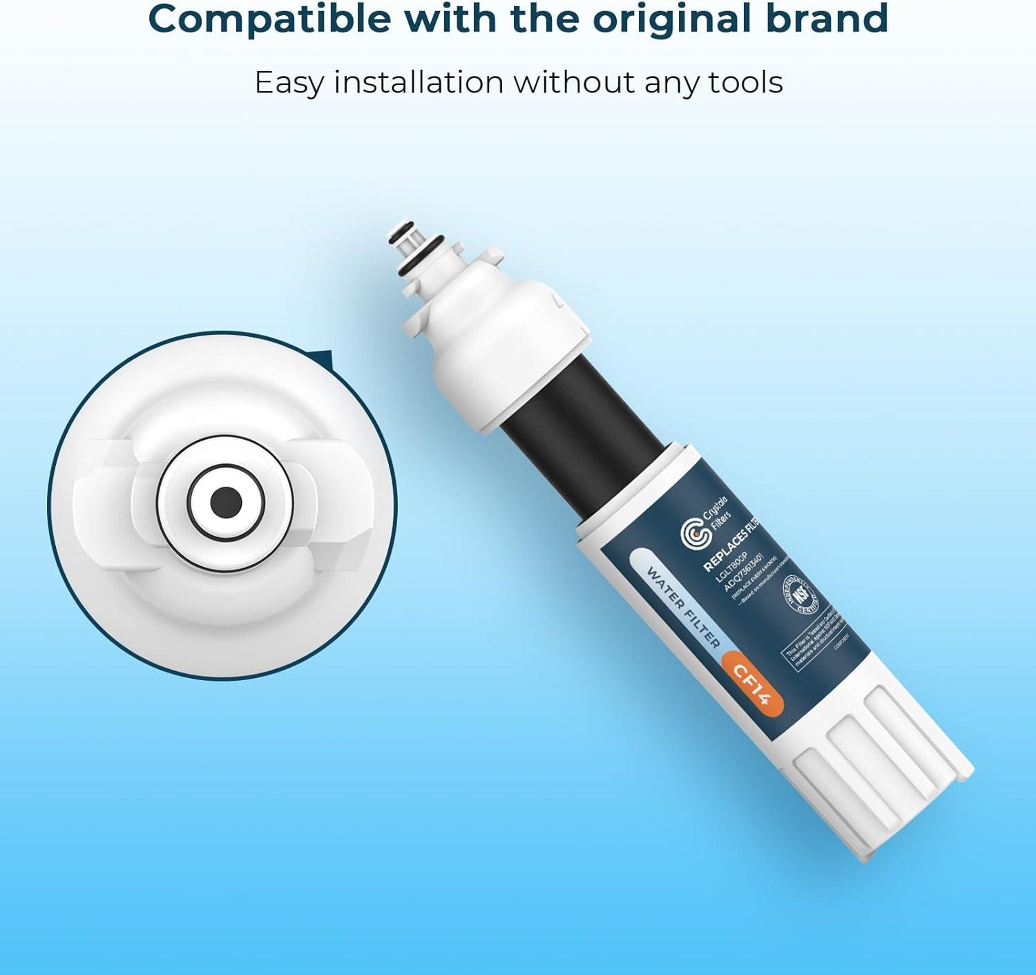 imageCrystala Filters LT800P Refrigerator Water Filter Compatible with LT800P ADQ73613401 ADQ73613402 ADQ73613408 ADQ75795104 Kenmore 9490 469490 LSXS26326S LMXC23746S LMXC23746D Pack of 43 Count Pack of 1