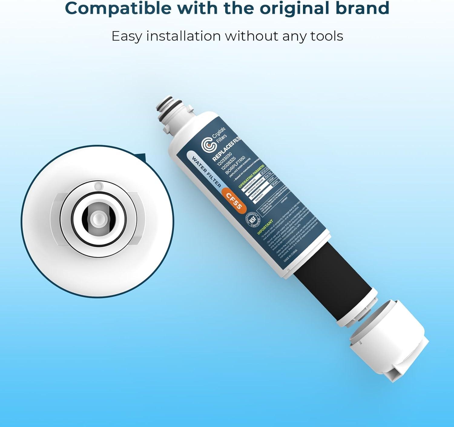 imageCrystala Filters Replacement for Bosch Ultra Clarity Pro Water Filter Compatible with BORPLFTR50 12033030 11025825 12028325 BORPLFTR55 WFC100MF WFS200MF 1 Pack2 Count Pack of 1