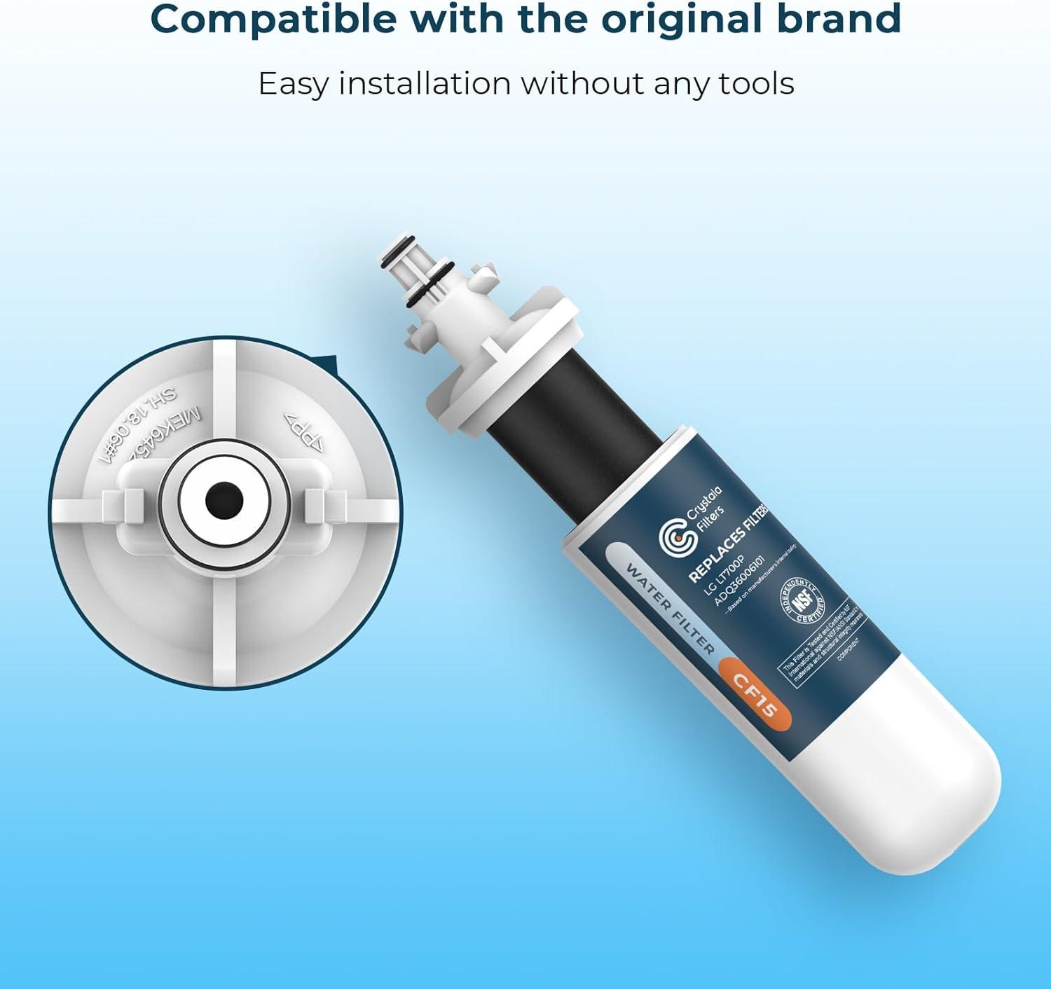imageCrystala Filters Replacement for LG LT700PADQ36006101 Water Filter NSF 42 Compatible with Kenmore Clear 9690 469690 ADQ36006101 ADQ36006102 LFX28968ST ampamp LT120F 3 Packs33Count Pack of 1