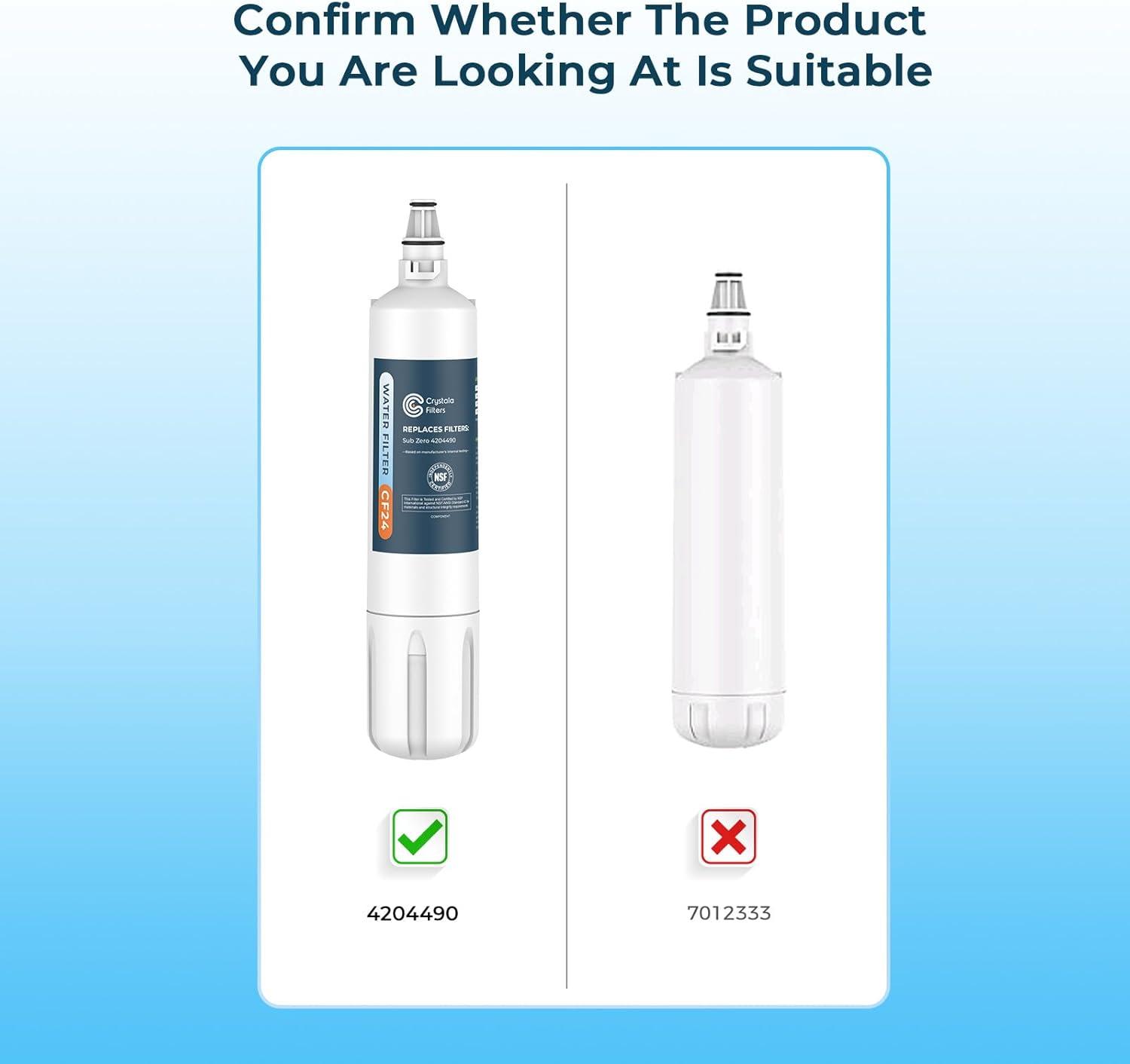 imageCrystala Filters Water Filter Replacement for SubZero 4204490 4290510 Refrigerator Water Filter Pack of 33 Pack