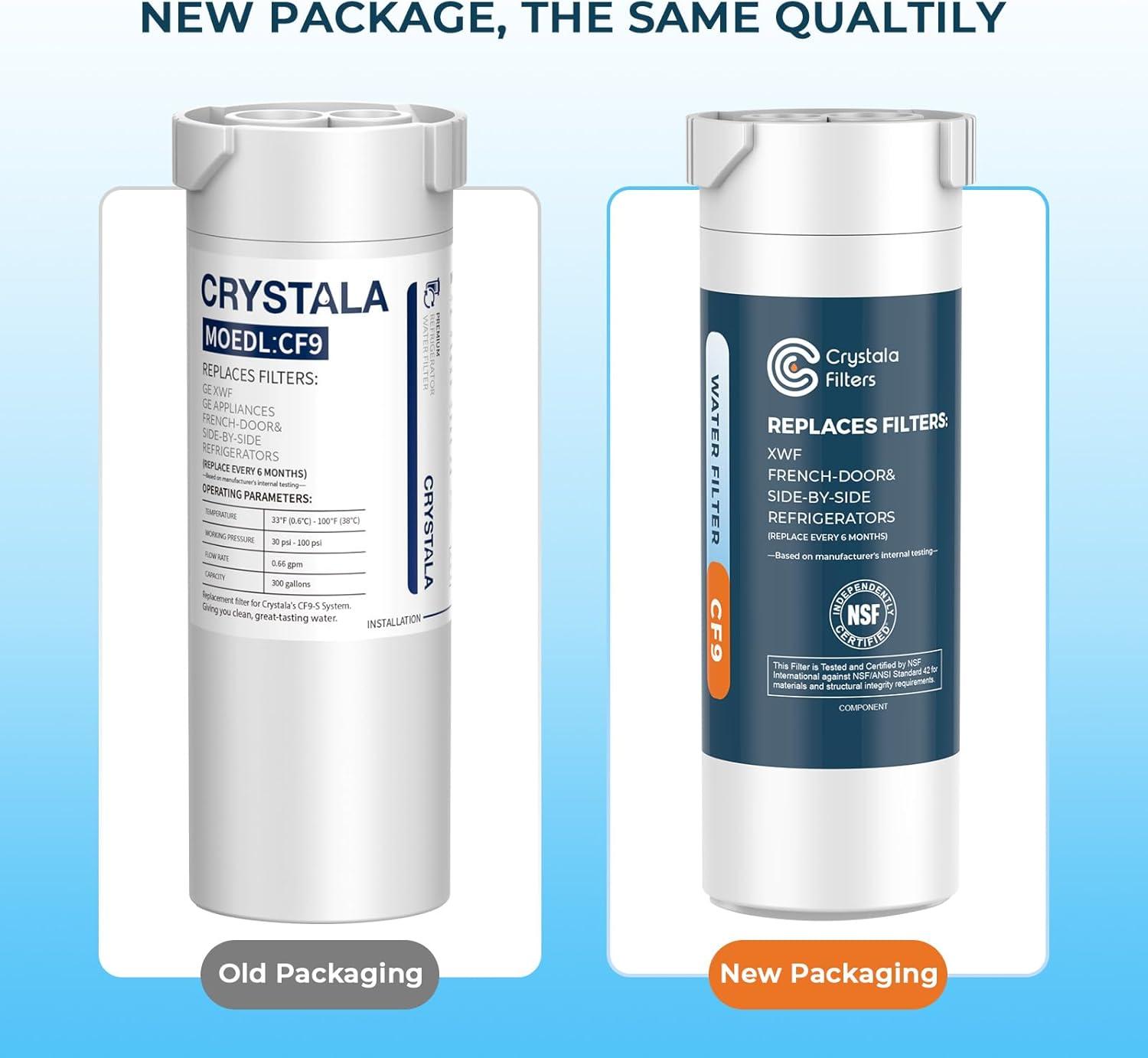 imageCrystala Filters XWF Replacement for GE XWF Refrigerator Water Filter Pack of 3 Not XWFE
