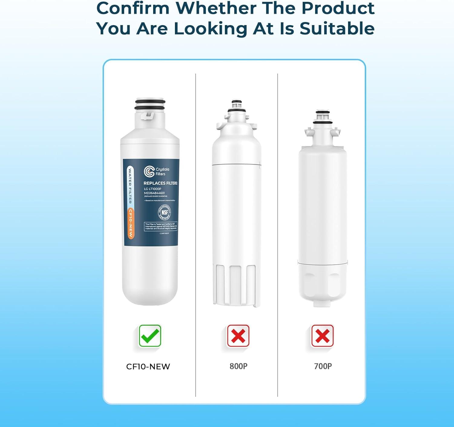 imageCrystala LT1000PC Replacement Water Filter Compatible with LT1000PCPCS LT1000PC LT1000PC MDJ64844601 ADQ747935 ADQ74793504 Water Filter and LT120F ADQ73334008 Fresh Air Filter 3 Pack3 Count Pack of 1