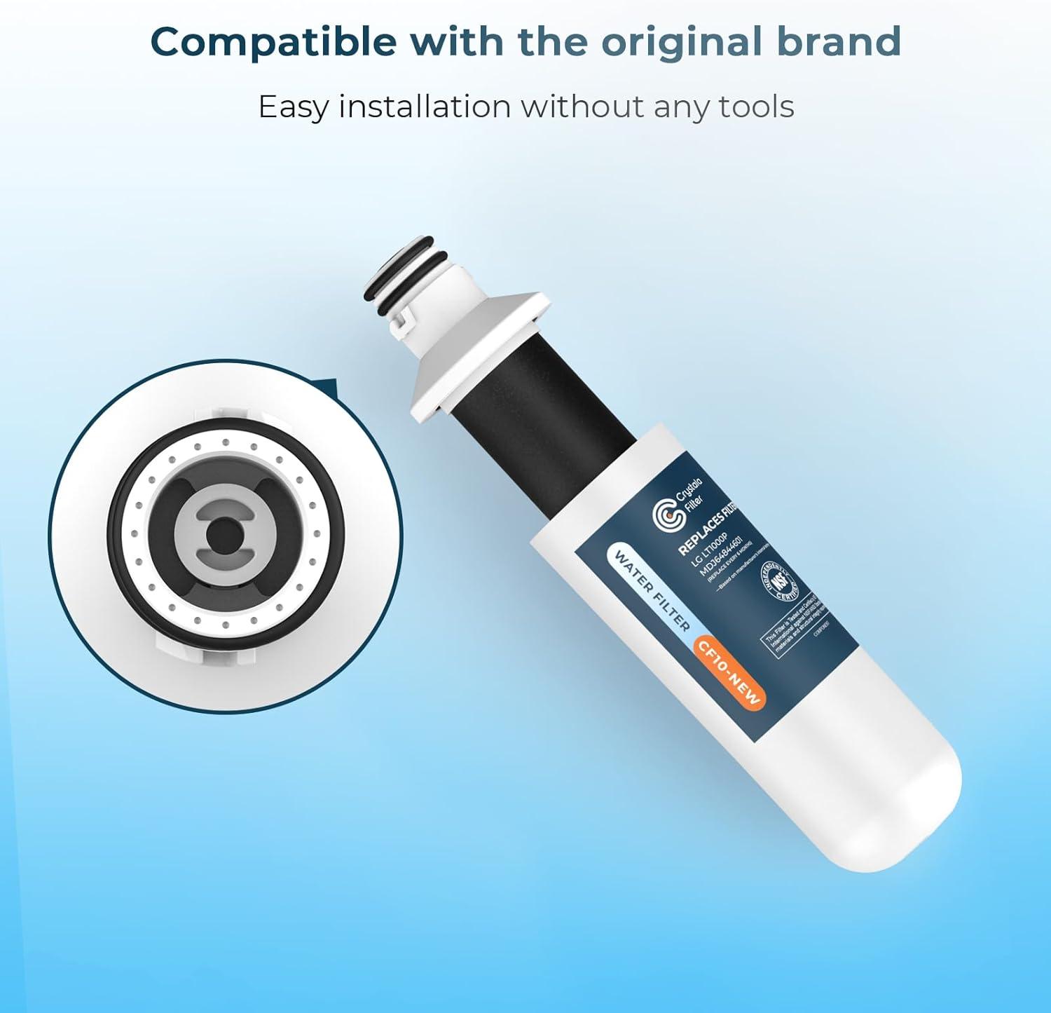 imageCrystala LT1000PC Replacement Water Filter Compatible with LT1000PCPCS LT1000PC LT1000PC MDJ64844601 ADQ747935 ADQ74793504 Water Filter and LT120F ADQ73334008 Fresh Air Filter 3 Pack1 Count Pack of 1