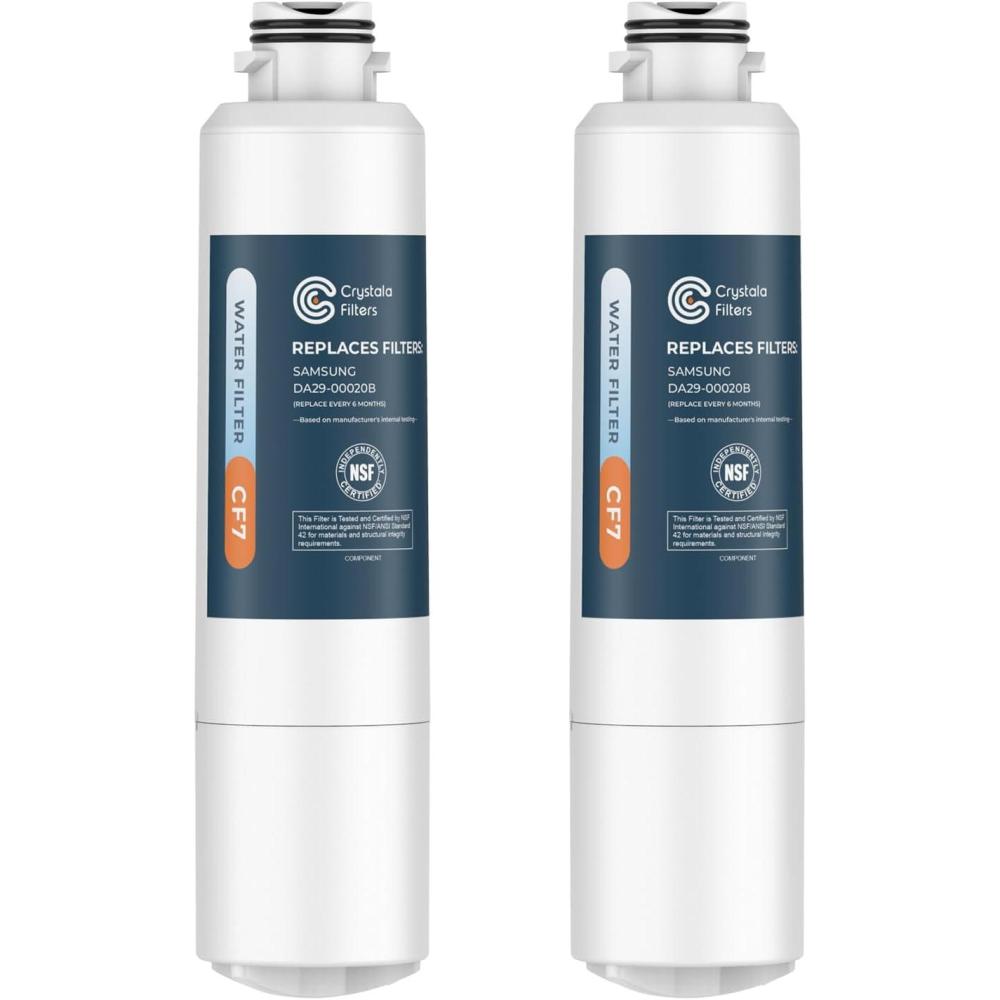 imageCrystala Filters Compatible with Samsung DA2900020B Refrigerator Water Filter DA2900020AB DA2900020B1 HAFCINEXP 469101 RF4267HARS RF25HMEDBSR RF28HMEDBSR RS25J500DSR 3 Pack2 Count Pack of 1