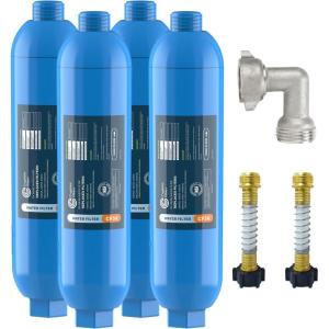 imageCRYSTALA RVCamper Water Filter Inline Water Filter Effectively Reduces Bad Taste Odors Chlorine and Sediment for RVs and Marines 1 Pack Filter with 1 Flexible Hose Protector4 CountPack of 1