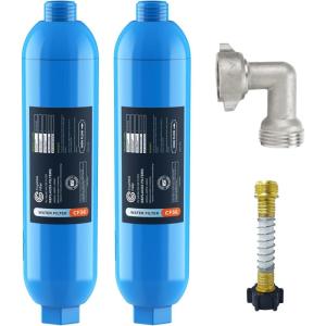 imageCRYSTALA RVCamper Water Filter Inline Water Filter Effectively Reduces Bad Taste Odors Chlorine and Sediment for RVs and Marines 1 Pack Filter with 1 Flexible Hose Protector2 CountPack of 1