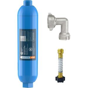 imageCRYSTALA RVCamper Water Filter Inline Water Filter Effectively Reduces Bad Taste Odors Chlorine and Sediment for RVs and Marines 1 Pack Filter with 1 Flexible Hose Protector1 CountPack of 1