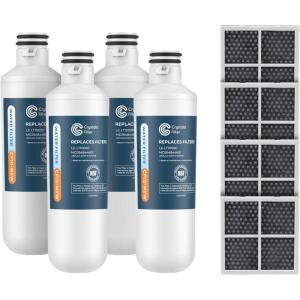 imageCrystala LT1000PC Replacement Water Filter Compatible with LT1000PCPCS LT1000PC LT1000PC MDJ64844601 ADQ747935 ADQ74793504 Water Filter and LT120F ADQ73334008 Fresh Air Filter 3 Pack44 Count Pack of 1
